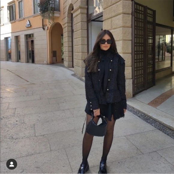 Zara Studio Limited Edition Textured Metallic Tweed Soft Cardigan Blazer Jacket - Picture 4 of 12